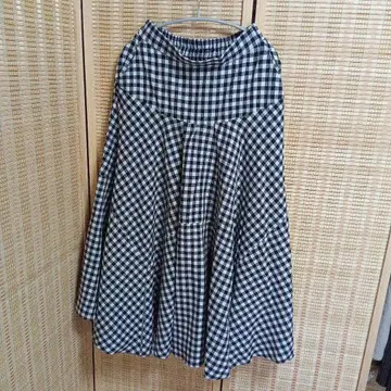 antiqua 안티카 깅엄 체크 플레어 스커트 블랙 검정