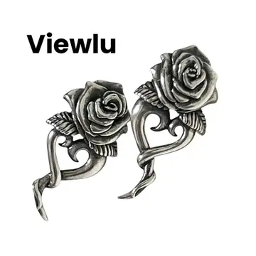 Viewlu 뷰르 장미 로즈 하트 귀걸이 양쪽 귀용 실버 925