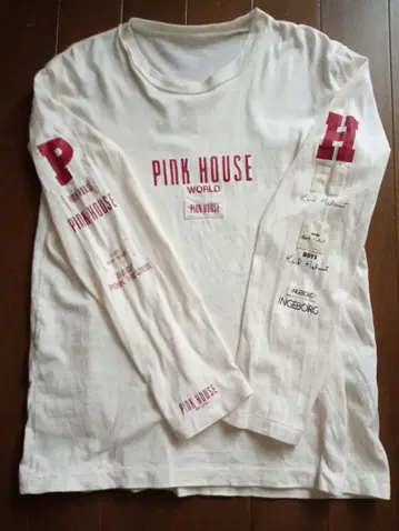 PINK HOUSE 로고 프린트 긴팔 티셔츠