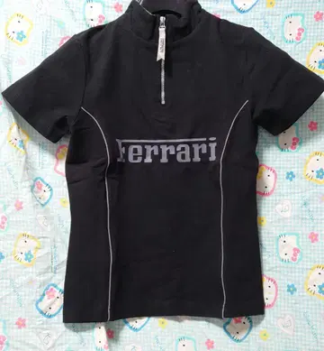 Ferrari 페라리 반팔 피케 셔츠 하프 지퍼 남성용 S 블랙