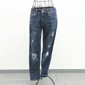 아메리칸 이글 스키니 데님 청바지 파랑 데미지 코튼 혼방 세탁 가능
