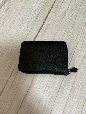 천연 가죽 접이식 미니 지갑 (블랙)