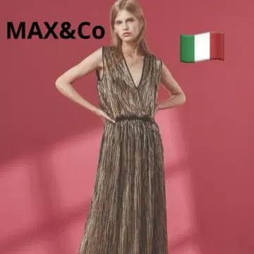 MAX&Co 라메 플리츠 슬리브리스 원피스