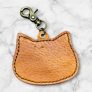 고양이 모양의 가죽 키링 Joe's Leather Craft