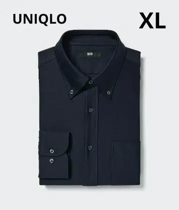 유니클로 다림질 필요 없는 저지 셔츠 버튼 다운 네이비 긴팔 XL