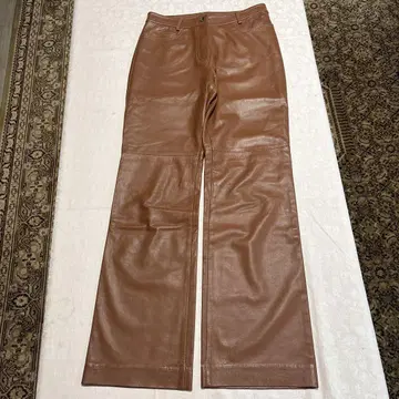 브라운 가죽 팬츠