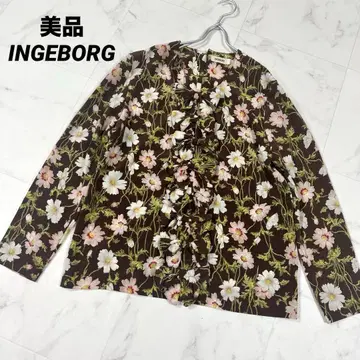 [새상품급] INGEBORG 잉게보그 꽃무늬 프릴 리본 블라우스
