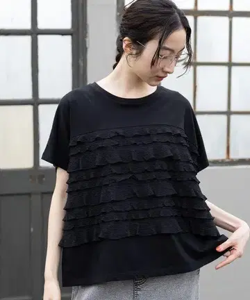 니코 앤드 nik... 프릴 메쉬 프렌치 풀오버 L