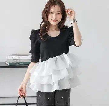 AMELY 벌룬 프릴 도킹 상의