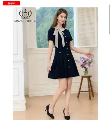 GINZA COUTURE 네이비 A 라인 드레스 미사용 새상품