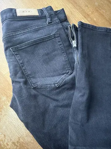 mnml 블랙 스키니 데님 데미지 가공