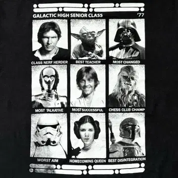 00s STAR WARS 티셔츠 클래스 사진 9 페이스 무비 T