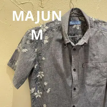 MAJUN 마준 카리유시 의류 알로하 셔츠 M 사이즈 그레이 계열 꽃무늬