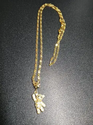 18K 도금 골드 곰 참 목걸이 골드 컬러 도금