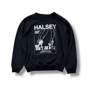 구제 의류 HALSEY 홀시 디자인 맨투맨 트레이닝복 블랙 검정