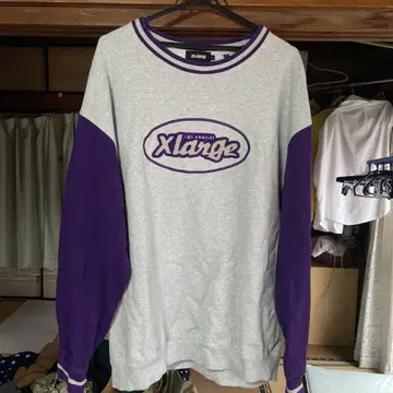 XLARGE 그레이/퍼플 크루넥 트레이닝복 L