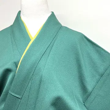 미착용 작가 작품 이로무지 그린 무문양 기모노 016k