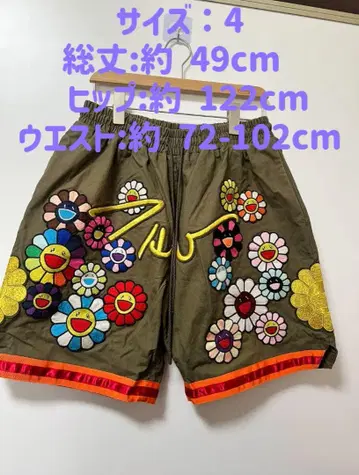 새상품급 readymadex 무라카미 다카시 플라워 자수 숏팬츠 4