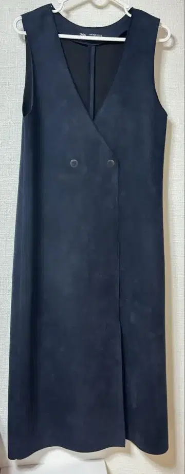 ZARA 원피스 스웨이드 네이비 여성용 XS 사이즈