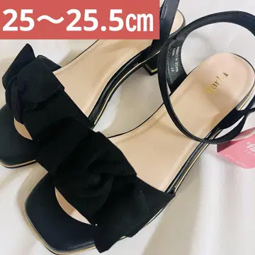 라파파 La farfa 리본 샌들 블랙 25.5cm 스웨이드