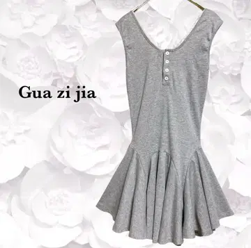 [Gua zi jia] 튜닉 원피스 [F] 그레이 리브 슬리브리스