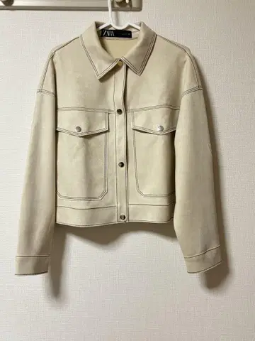 ZARA 여성용 S 사이즈 아이보리 스웨이드 자켓