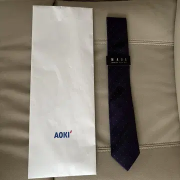 MAJI 보라색 도트 무늬 넥타이 AOKI 봉투 포함