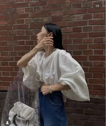 아메리 핸드 핀 탭 스모크 블라우스
