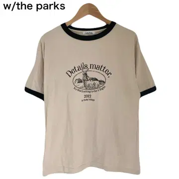 w/the parks 링거 티셔츠 애니멀 양 베이지 여성용