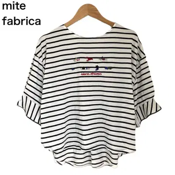 MeeTeFabrica 보더 자수 로고 캐릭터 여성용 티셔츠 M