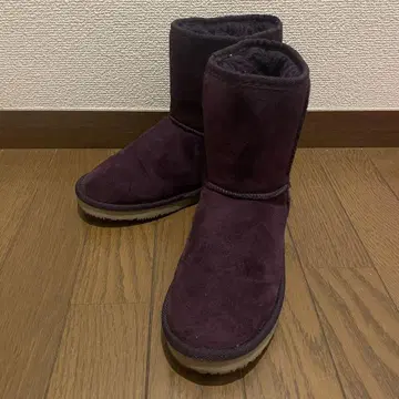 퍼플 스웨이드 무스탕 부츠