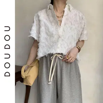 새상품 DOUDOU 자카드 셔츠 두두 화이트