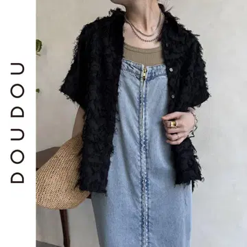 새상품 DOUDOU 자카드 셔츠 두두 블랙