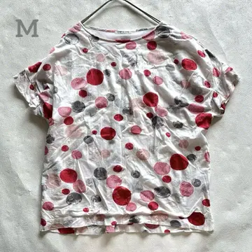 SIMPLE LIFE 레나운 도트 무늬 반팔 티셔츠 팝 캐주얼 M