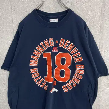 NFL 미식축구 덴버 브롱코스 팀 로고 네이비 티셔츠 XL