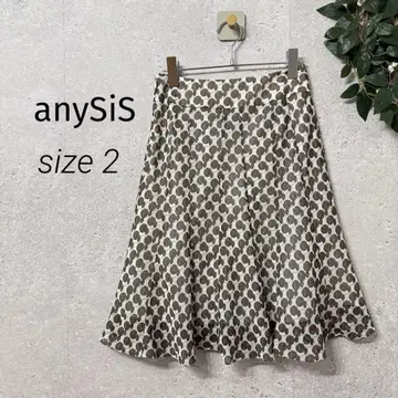anySiS 기하학 도트 무늬 무릎 기장 플레어 스커트 안감 부착