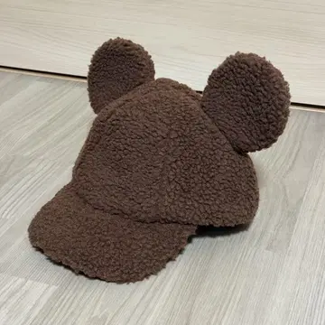 미키 브라운 귀도리 모자
