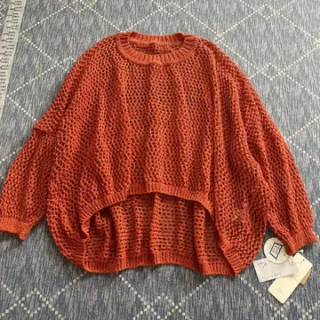 택 포함 새상품 세모아쥬 메쉬 와이드 풀오버 Yamagata knit