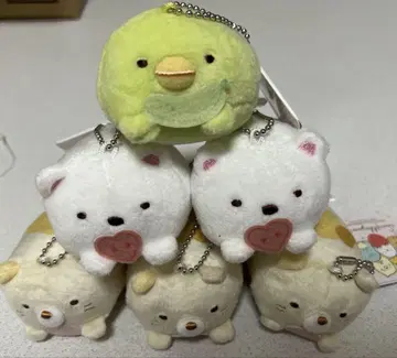 스미코구라시 시로쿠마의 손으로 만든 봉제 인형 엎드린 키체인 6개