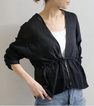 FRAMeWORK COTTON 크레이프 드로스트 가디건 블랙