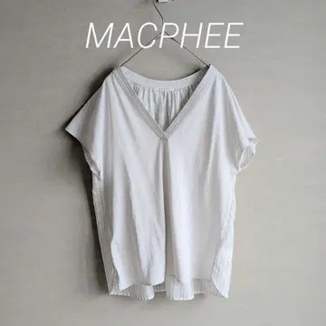 MACPHEE 맥피 / 화이트 블라우스 스트라이프 S 투모로우랜드 V 넥