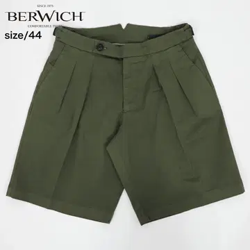 미사용 새상품 BERWICH 스코틀랜드 2플리츠 코튼 숏팬츠 44