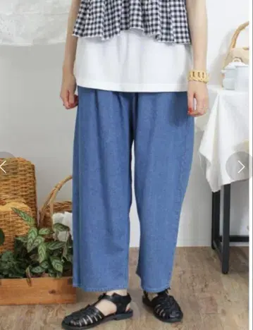 새상품 사만사 모스모스 데님 이지 팬츠 블루