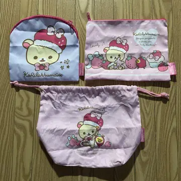 코리락쿠마의 모두 딸기가 되어라 파우치 & 복조리 세트