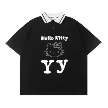 Hello Kitty 블랙 피케 셔츠 open yy