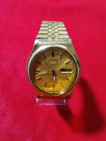SEIKO5 세이코 파이브 작동품 뒷면 스켈레톤 골드 자동 감기 손목시계
