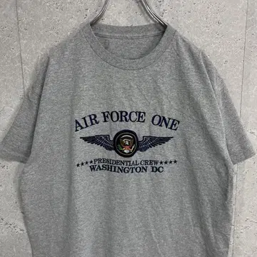 AIR FORCE ONE 대통령 비행기 자수 티셔츠 그레이 L 사이즈