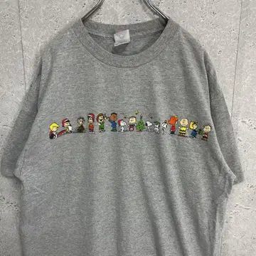 피넛 스누피 캐릭터 프린트 그레이 티셔츠 L