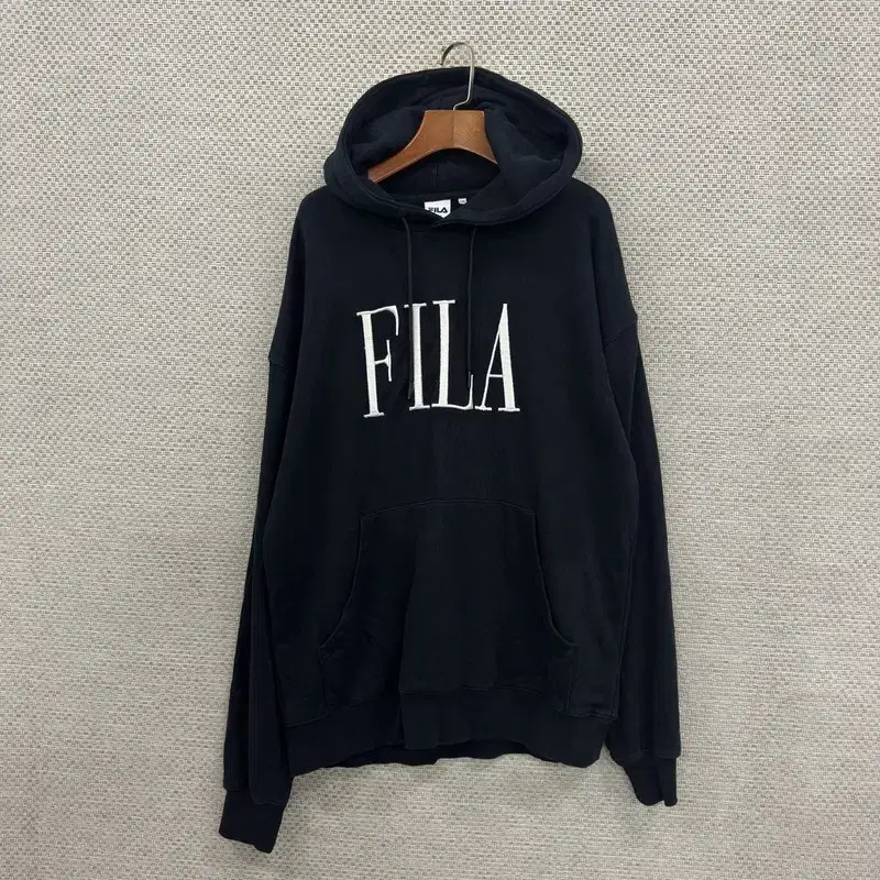 필라 FILA 블랙 자수 빅로고 오버핏 후드티 105 D05474