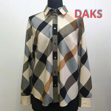 DAKS 체크 무늬 긴팔 셔츠 베이지/블랙 일본제